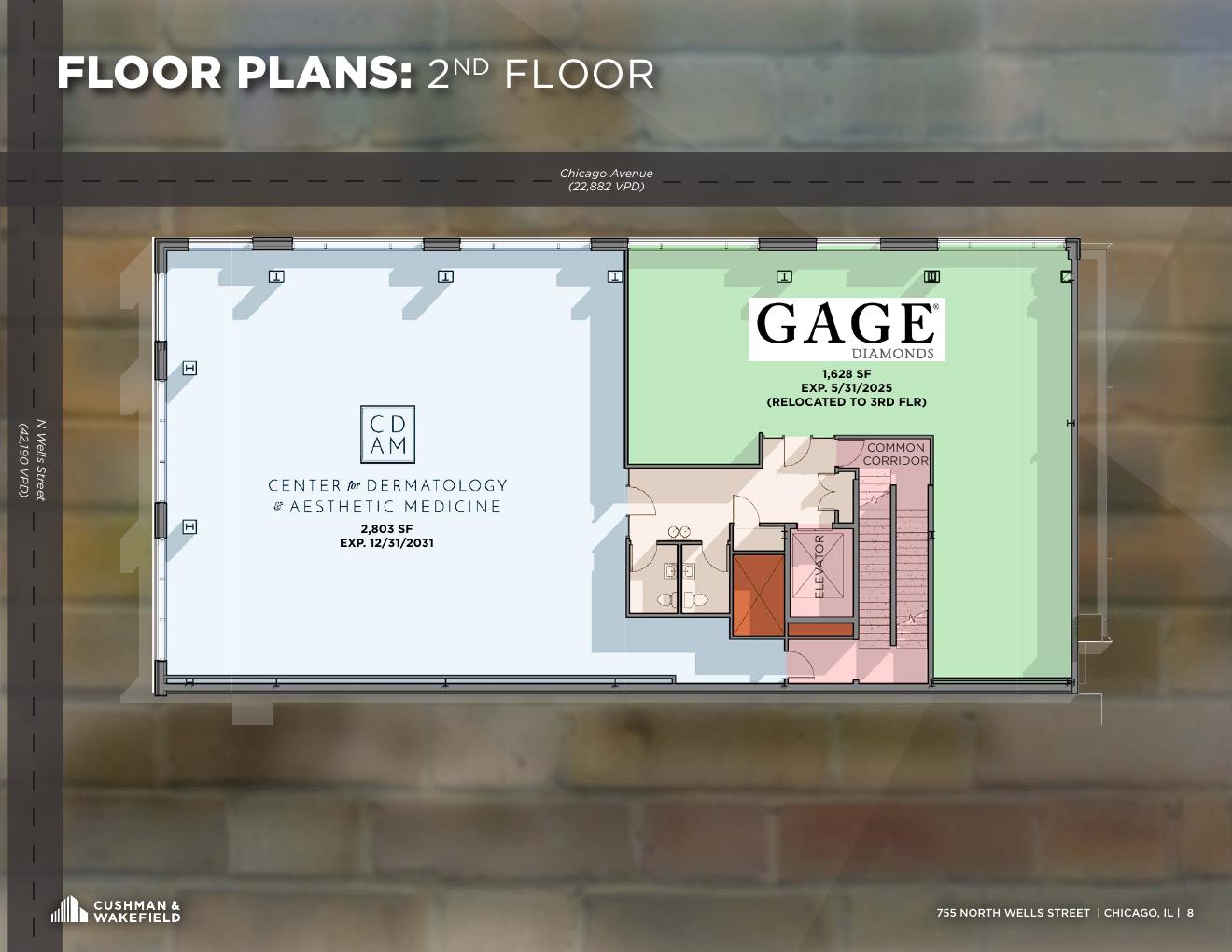 Second floor architectural plan of 755 North Wells